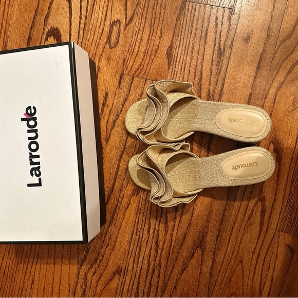 Larroudé Raffia Ruffle Sandals - Picture 3 of 6